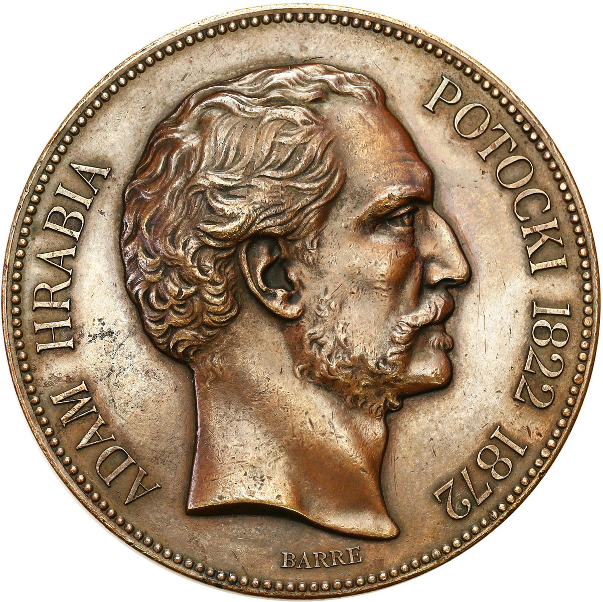 Polska pod zaborami. Medal 1872 z okazji śmierci Adama hrabiego Potockiego
